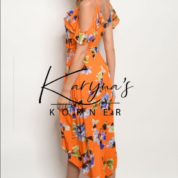 Orange Floral Dress - Picture 4 of 4